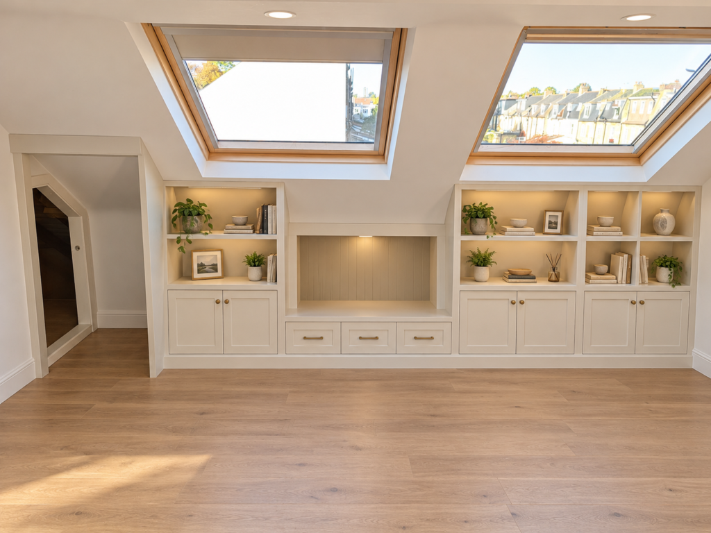 Bespoke alcove cabinets and shelving in South East London